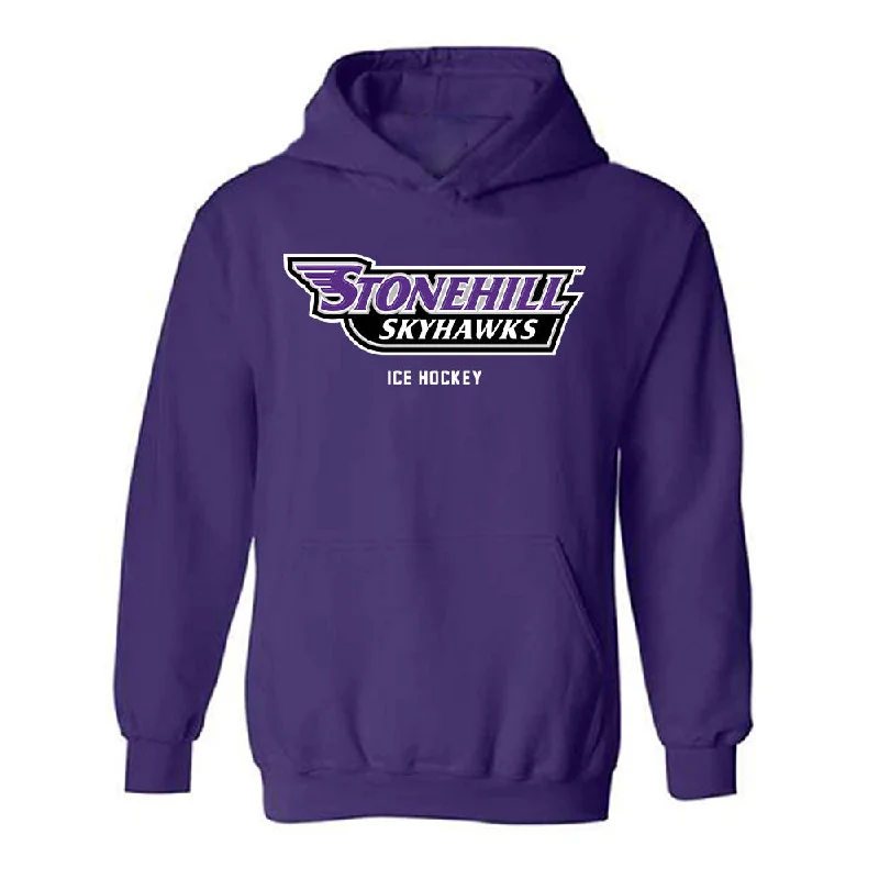 Stonehill - NCAA Women's Ice Hockey : Brianna Walkom - Classic Shersey Hooded Sweatshirt Hoodie with Longline Fit Extended Stylish