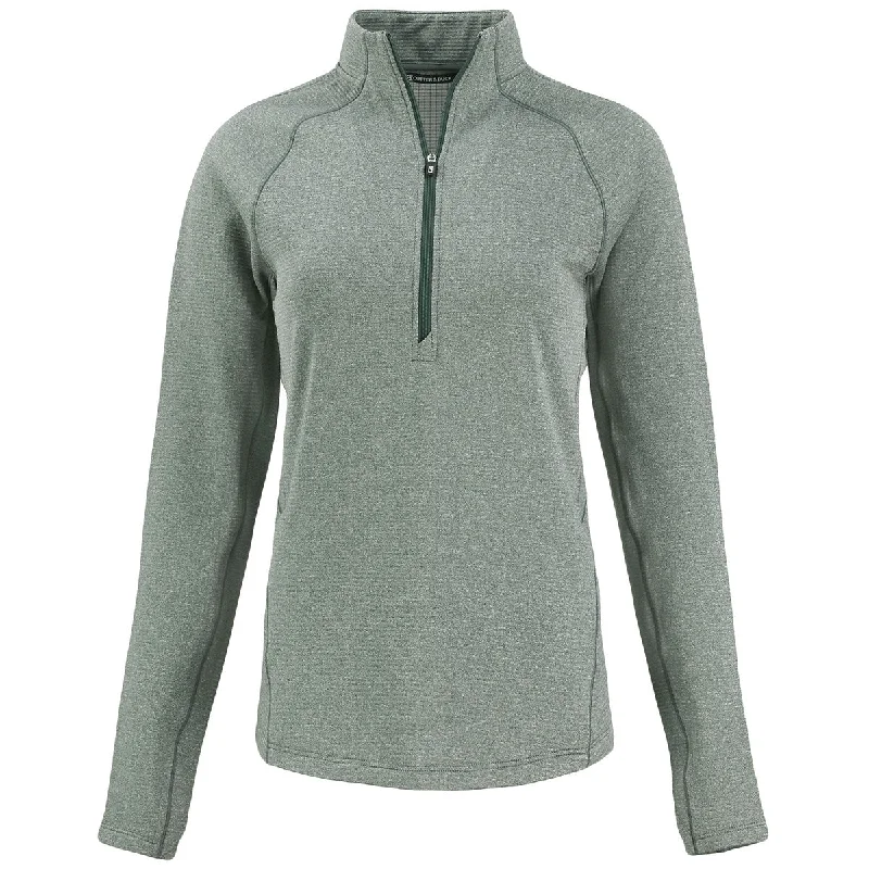 Cutter & Buck Women's Hunter Heather Peshastin Eco Recycled Half Zip Pullover Elbow Length Sleeve