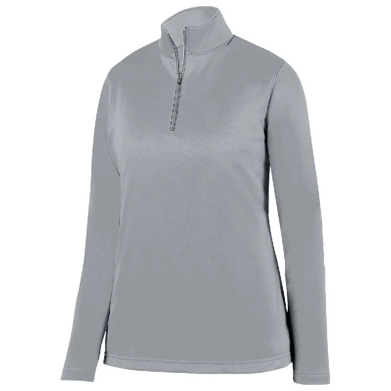 Augusta Women's Athletic Grey Wicking Fleece Pullover Short Sleeve Top