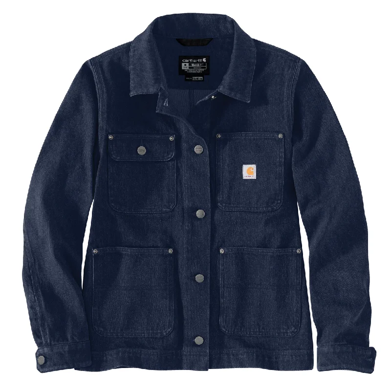 Carhartt WOMENS relaxed fit Denim Jacket (OC5449) Tiered Jacket Buttoned Jacket Zippered Jacket