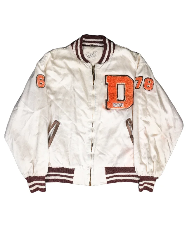 Satin Wrestling Varsity Jacket Welt Pockets Slit Pockets Flap Pockets