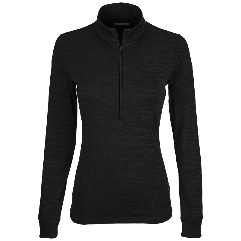 Greg Norman Women's Black Heather Utility 1/4 Zip Pullover Kimono Neck Pullover