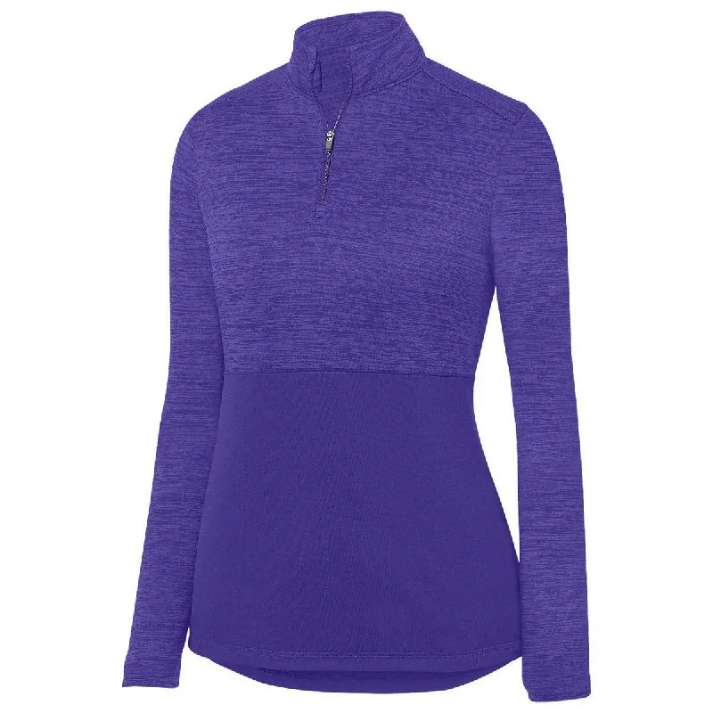 Augusta Women's Purple Shadow Tonal Heather Quarter Zip Pullover Oversized Cozy Pullover