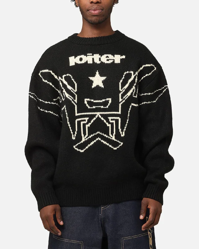 Loiter Substance Knit Sweater Black Wool Sweater Cotton Sweater Cashmere Sweater