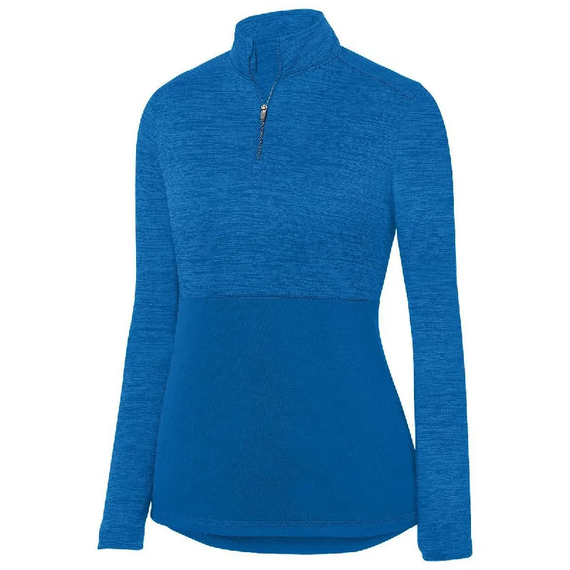 Augusta Women's Royal Shadow Tonal Heather Quarter Zip Pullover Seamless Knit Pullover