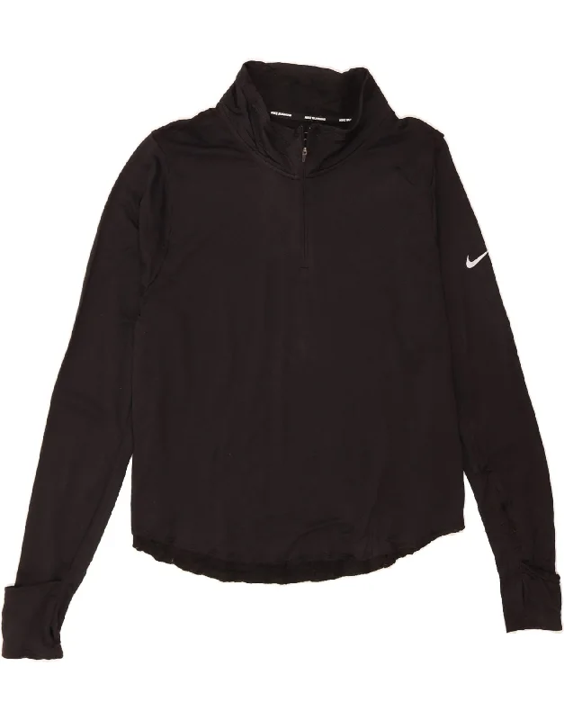 NIKE Womens Dri Fit Running Zip Neck Pullover Tracksuit Top UK 18 XL Black Thin Wool Pullover