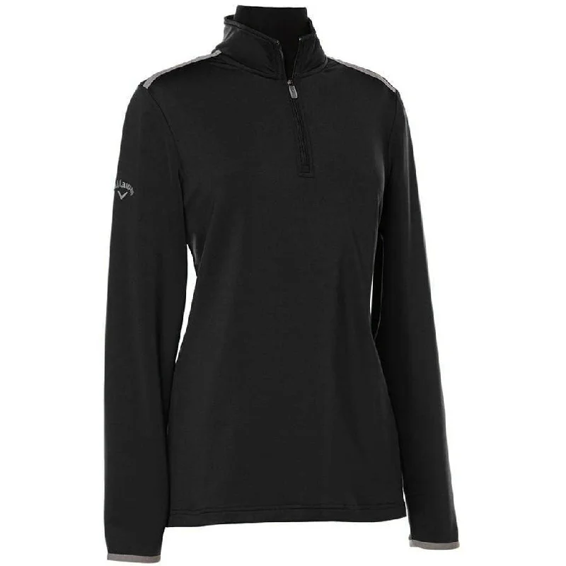 Callaway Women's Black 1/4-Zip Mock Pullover Fitted Ribbed Sweater