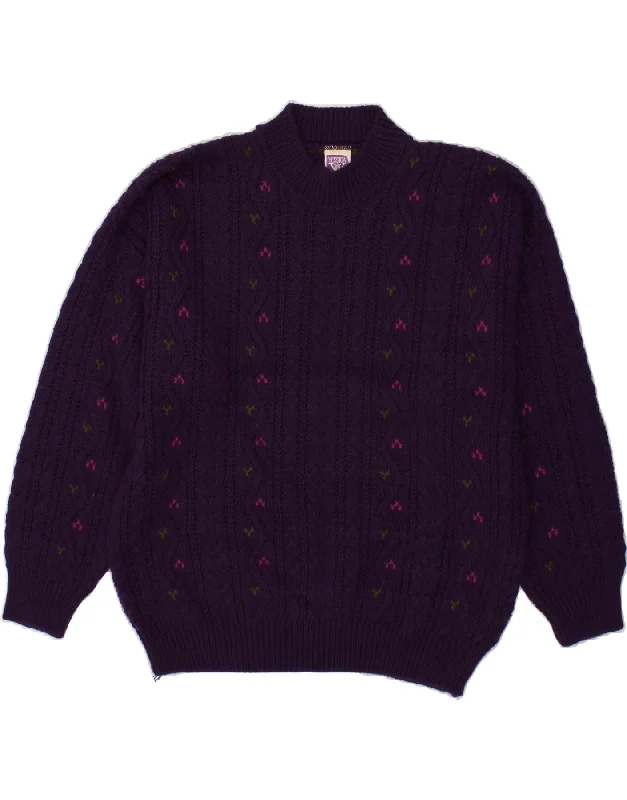 YESSICA Womens Crew Neck Jumper Sweater IT 44/46 Large Purple Terry Terry Cloth Terry Knit