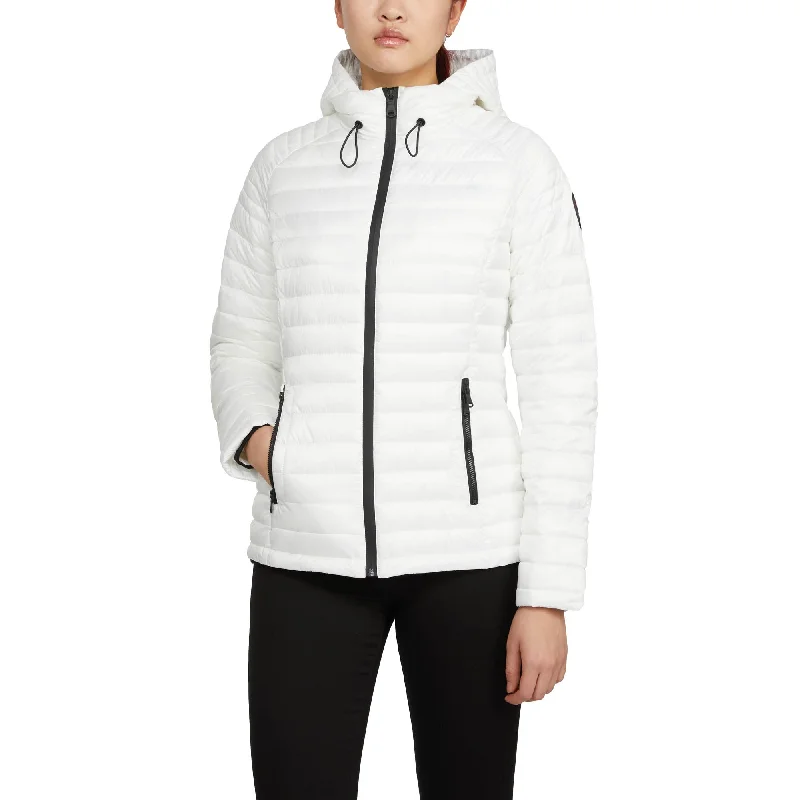 Pajar Women's Aurora Quilted Thinsulate Jacket with Hood A-Line Jacket Boat Neck Shawl Collar