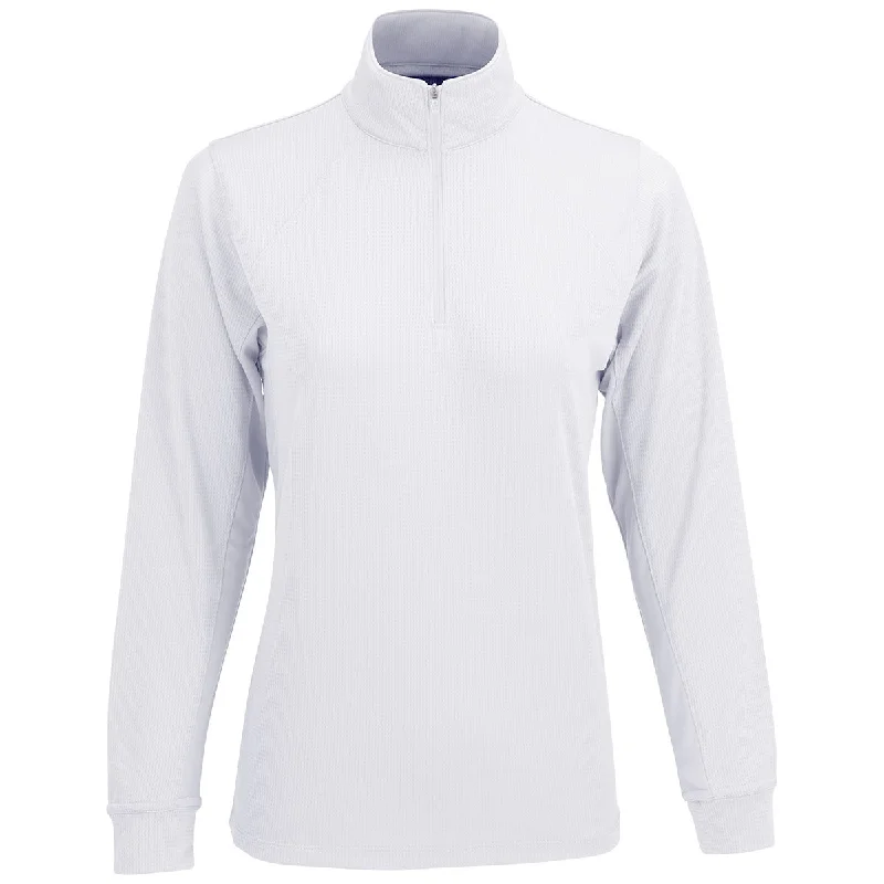 Vansport Women's White Mesh 1/4-Zip Tech Pullover Button Front Sweater