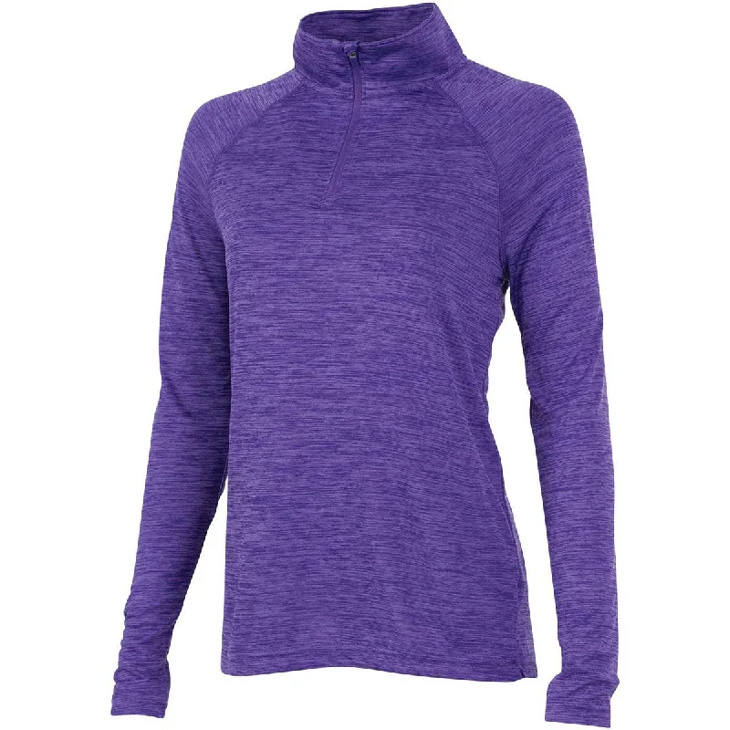 Charles River Women's Purple Space Dye Performance Pullover One Shoulder Top