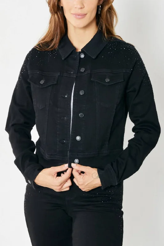 Rhinestone Jacket In Black Wool Jacket Cashmere Jacket Tweed Jacket