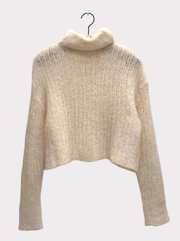 Brazeau Tricot - Topper Sweater in Cream Buff Sequined Glittery Shiny