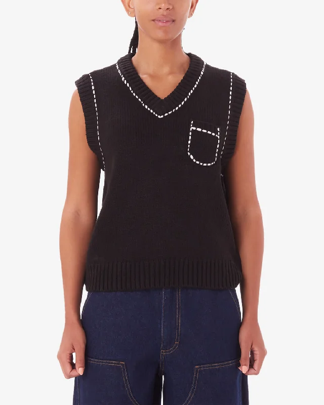 Obey MURPHY SWEATER VEST - DIGITAL BLACK Elasticated Padded Insulated