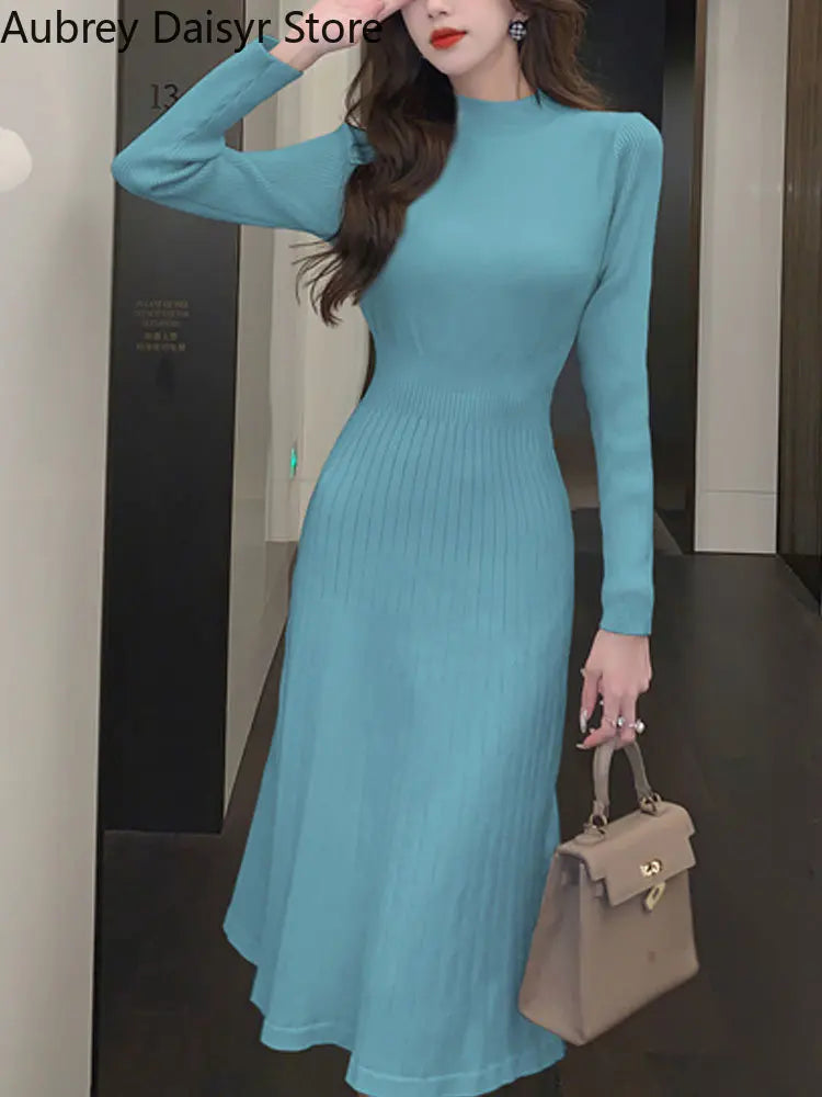 Blue knitted dress