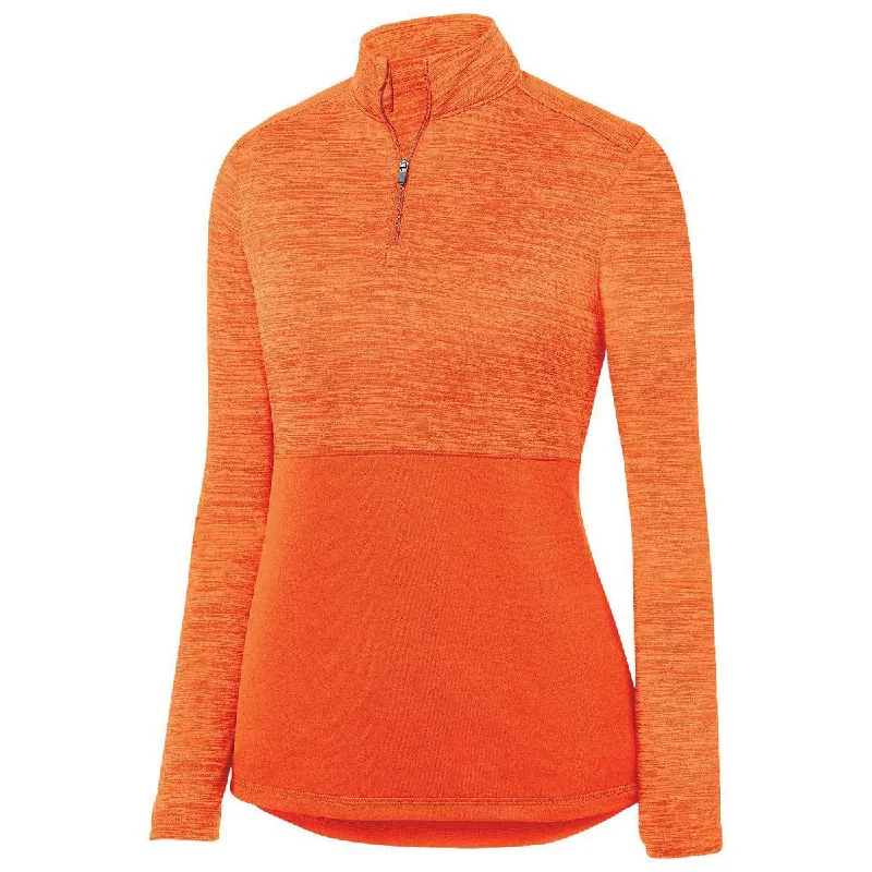 Augusta Women's Orange Shadow Tonal Heather Quarter Zip Pullover Cable Knit Chunky