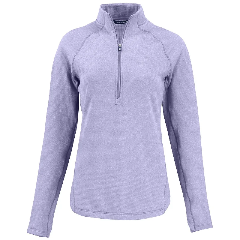 Cutter & Buck Women's Hyacinth Heather Peshastin Eco Recycled Half Zip Pullover Flare Sleeve Stylish