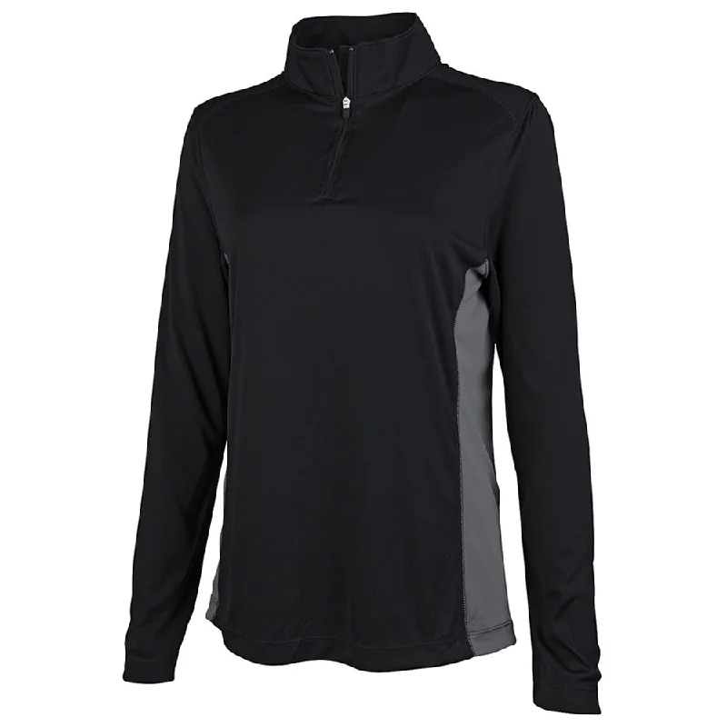 Charles River Women's Black Horizon Quarter Zip Pullover Crew Neck Wool