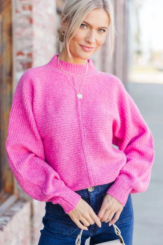 Easy Introductions Pink Sweater Mesh Sweater Canvas Denim