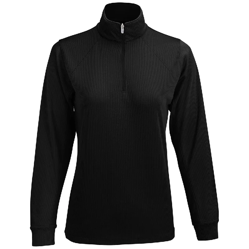 Vansport Women's Black Mesh 1/4-Zip Tech Pullover Open Front Cardigan