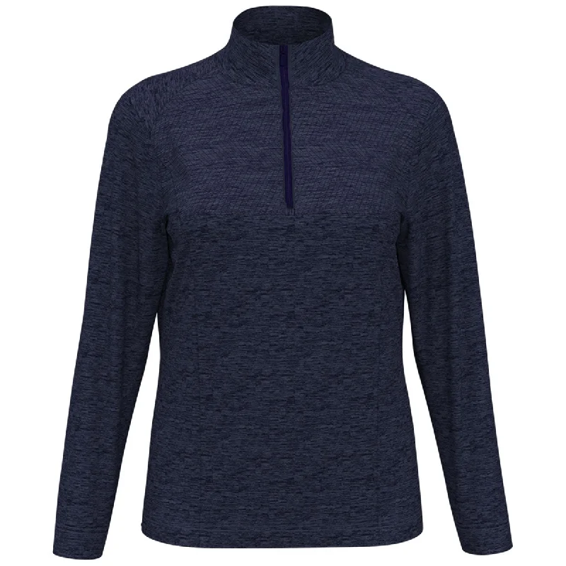 Perry Ellis Women's Peacoat Navy Heather 1/4 Zip Pullover Lapel Neck Sweater