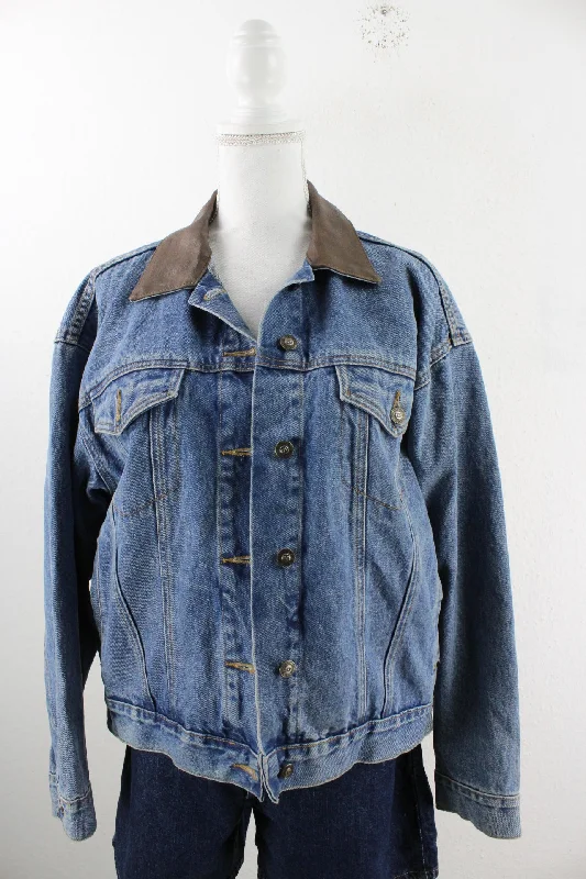 Vintage Jeans Jacket (L) Ribbed Jacket Pleated Jacket Ruffled Jacket