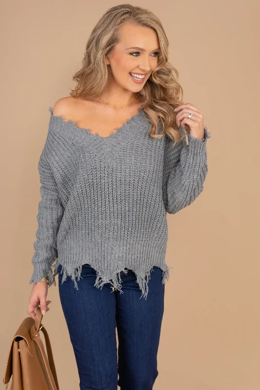 That's A Fabulous Idea Heather Gray Distressed Sweater Wool Sweater Cotton Sweater Cashmere Sweater