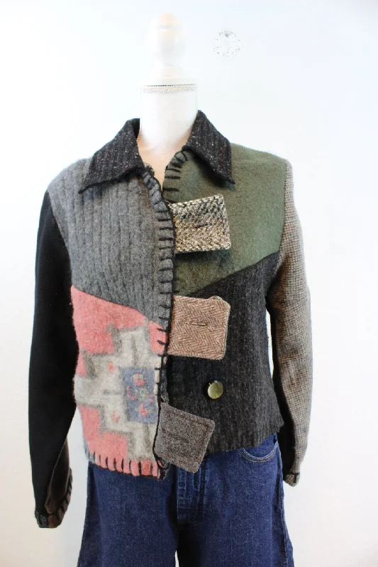 Vintage Felt Jacket (M) Fleece Jacket Down Jacket Feather Jacket