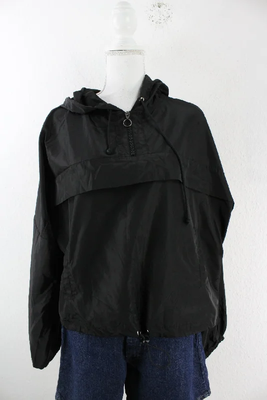 Vintage Black Zipper Jacket (XL) Zippered Front Buttoned Front Snap Front