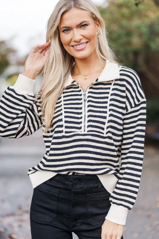 Get Going Black Striped Sweater Stylish Fashionable Trendy