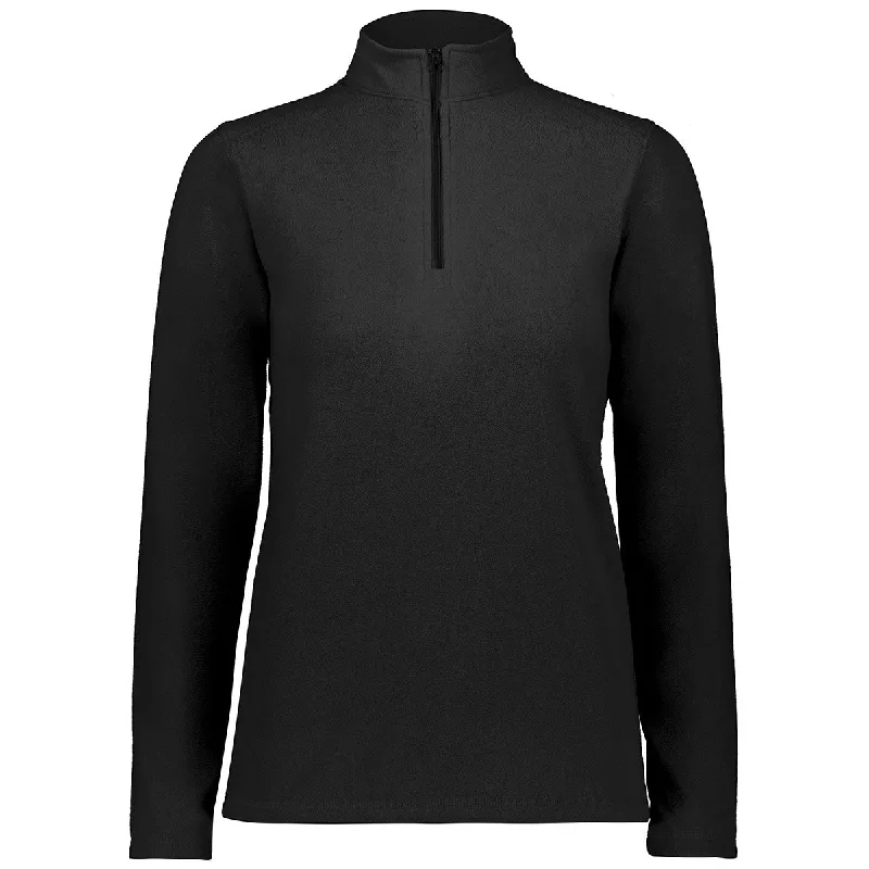 Augusta Sportswear Women's Black Micro-Lite Fleece 1/4 Zip Pullover Wide Sleeve Pullover