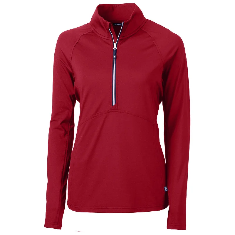 Cutter & Buck Women's Cardinal Red Adapt Eco Knit Recycled Half Zip Pullover Chunky Knit Pullover