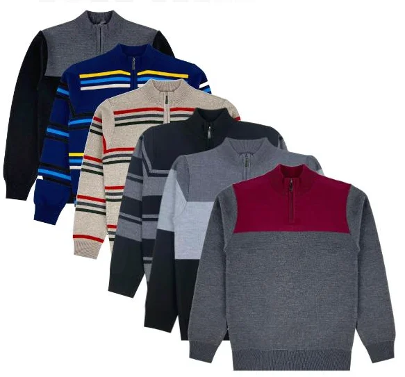 Boys Stylish Quarter Zip Sweater (24/Case) Terry Blend Velvet Blend Canvas Blend