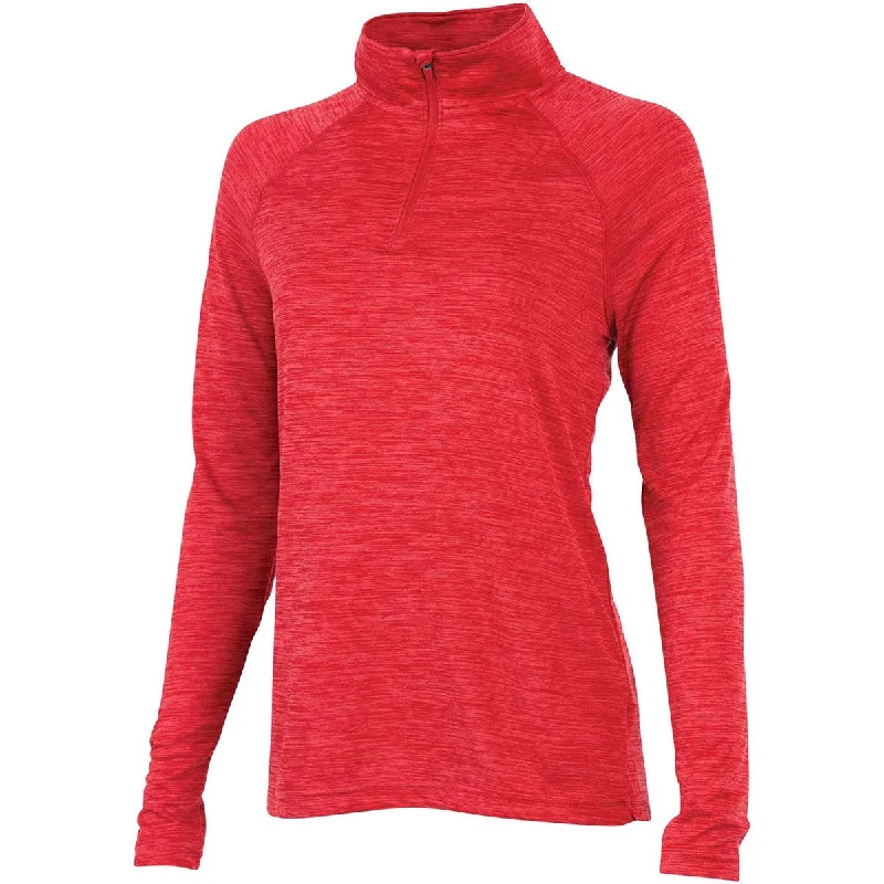 Charles River Women's Red Space Dye Performance Pullover Ruffle Sleeve Feminine