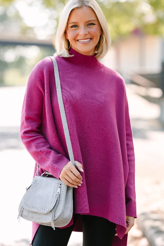 Going With You Magenta Purple Mock Neck Sweater Layered Multi-layer Single Layer