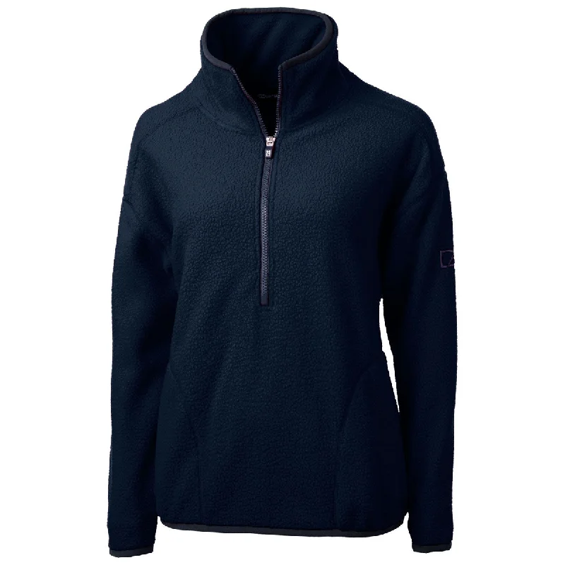 Cutter & Buck Women's Navy Blue Cascade Eco Sherpa Fleece Pullover Jacket Besom Neck Pullover