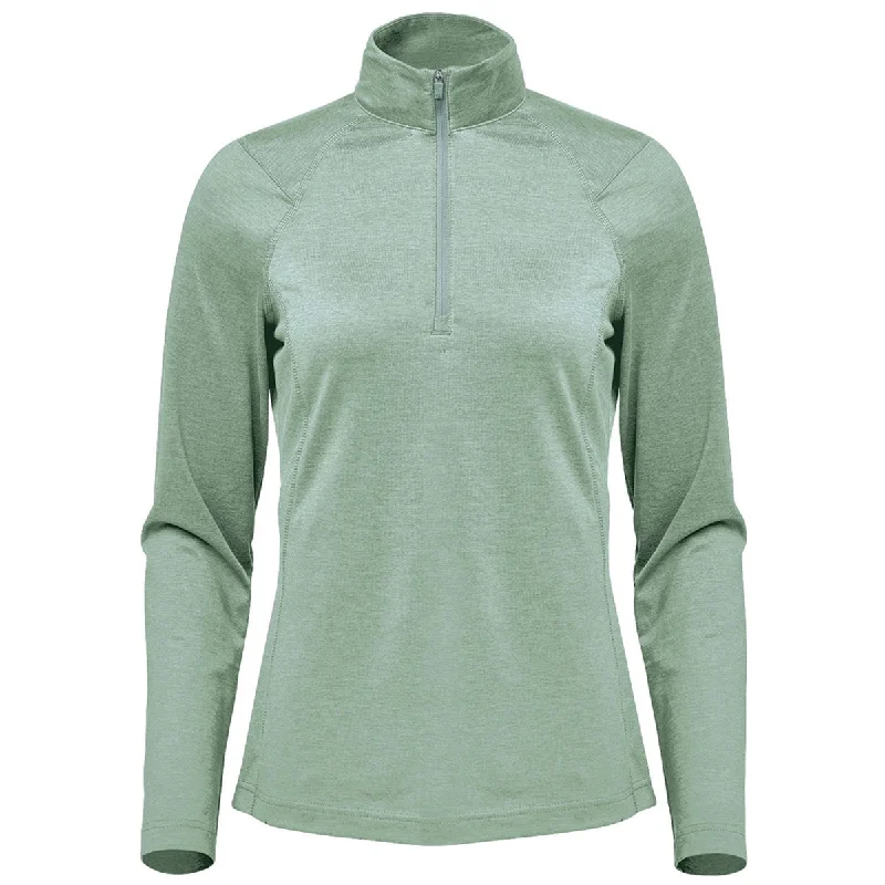 Stormtech Women's Ice Blue Heather Milano Quarter Zip Pullover Three Quarter Sleeve