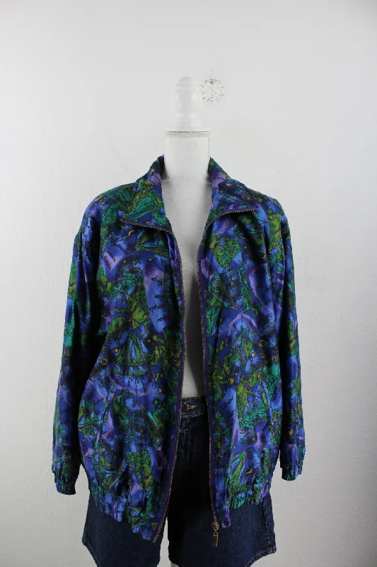 Vintage Basic Editions Jacket (M) Print Jacket Jacquard Jacket Patchwork Jacket