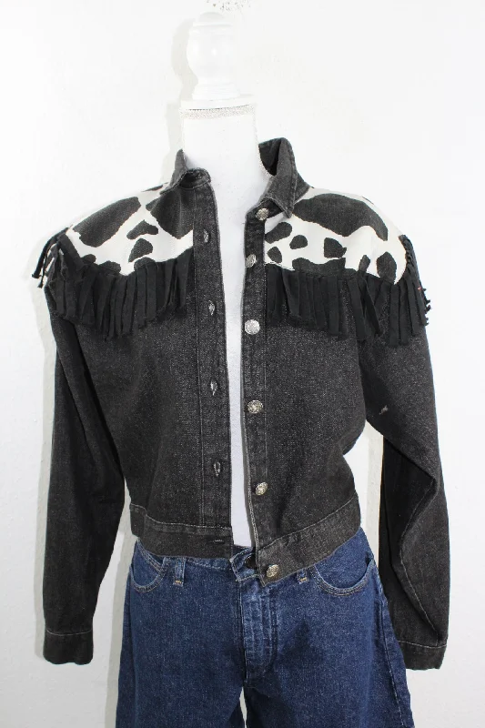 Vintage Cow Jacket (S) Denim Jacket Leather Jacket Suede Jacket