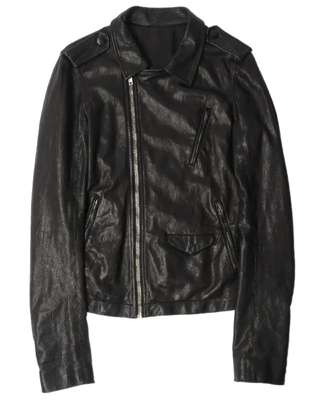 FW09 "CRUST" Hammered Lamb Leather Stooges Jacket Zippered Jacket Buttoned Jacket Snapped Jacket