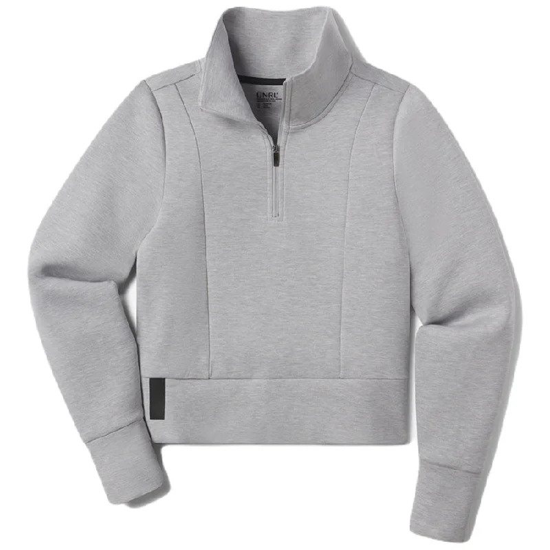 UNRL Women's Heather Grey LuxBreak Half-Zip Pullover Mock Neck Pullover