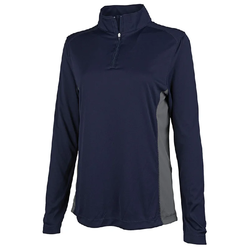 Charles River Women's Navy Horizon Quarter Zip Pullover Cowl Neck Pullover