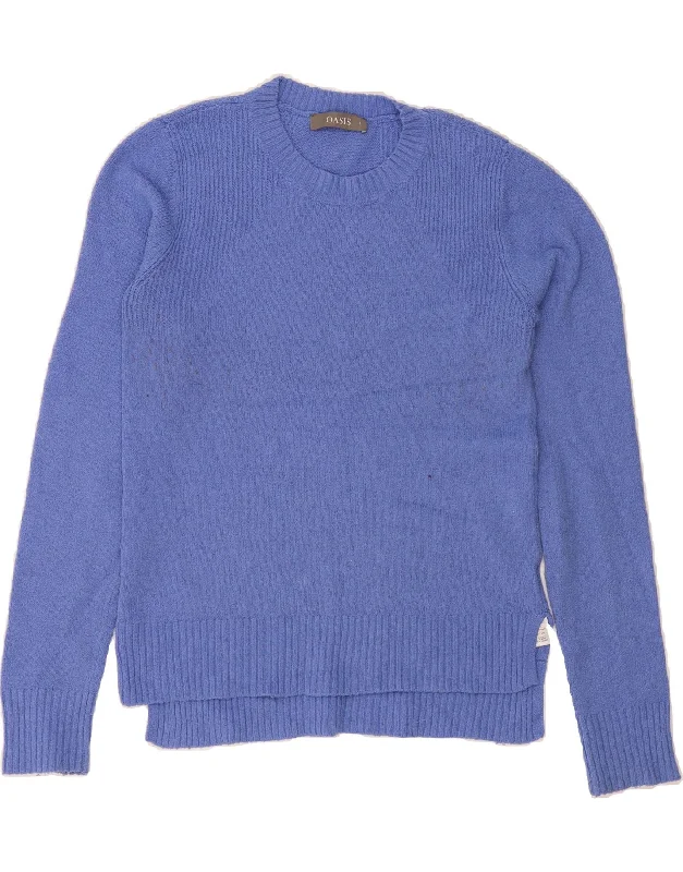 OASIS Womens Crew Neck Jumper Sweater UK 10 Small Blue Polyester Terry Terry Cloth Terry Knit