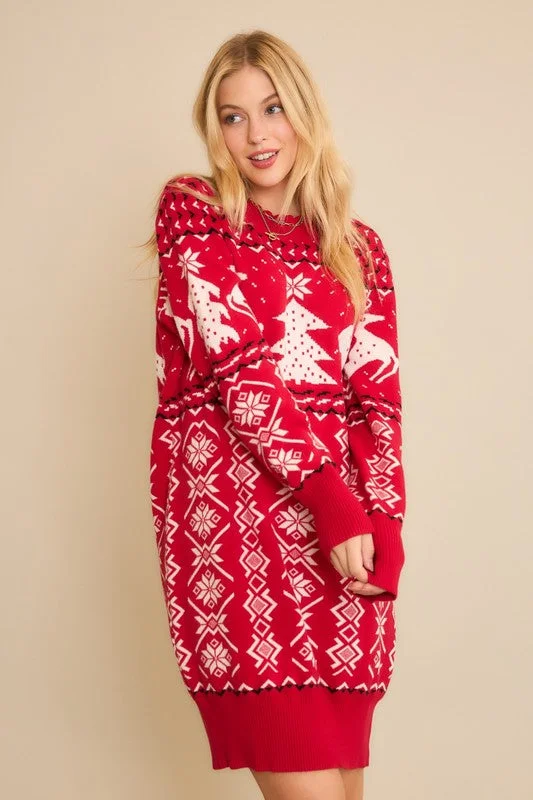 Holiday Sweater Dress Oversized Loose Flowy