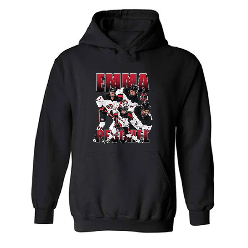 Ohio State - NCAA Women's Ice Hockey : Emma Peschel - Hooded Sweatshirt Hoodie with Mesh Breathable Sporty