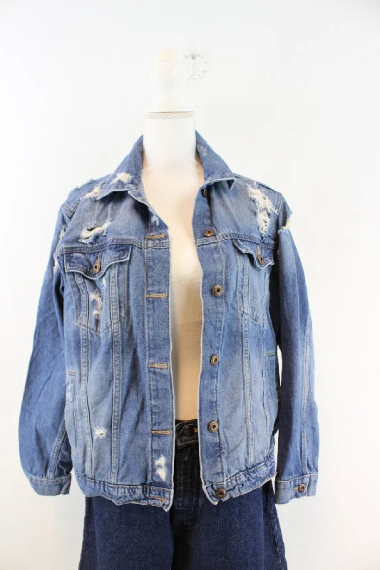 Vintage Jeans Jacket (S) Snapped Jacket Toggled Jacket Drawstring Jacket