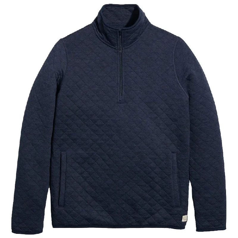 Marine Layer Women's Navy Heather Corbet Quilted Pullover Thick Cable Knit