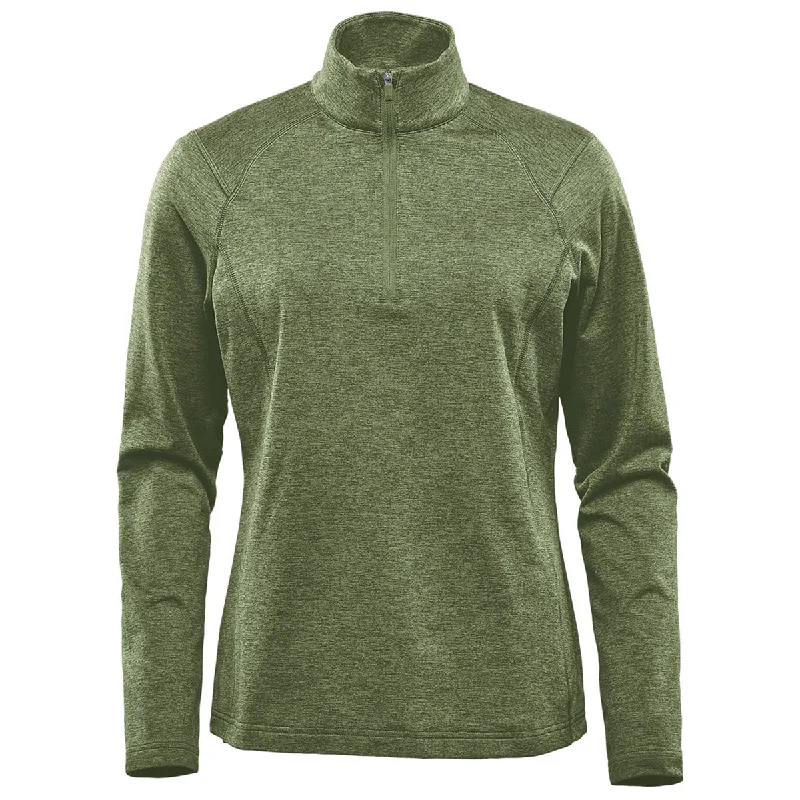 Stormtech Women's Sage Green Heather Treeline Performance 1/4 Zip Pullover Spaghetti Sleeve Top