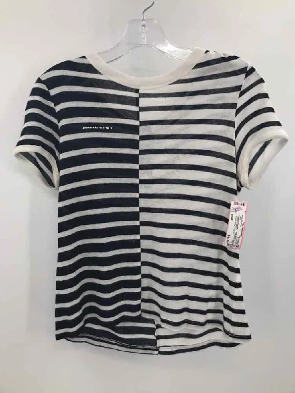 Pre-Owned Alexander Wang Black Size Small Stripe T-shirt Zippered Buttoned Snapped