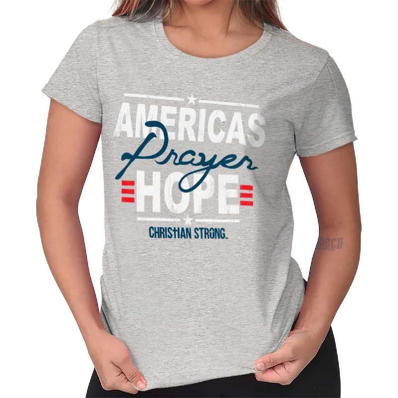 America's Hope Ladies T Shirt Collared T-Shirt Boat Neck A-Line